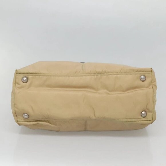 PRADA Chain Tote Bag Nylon Leather Beige Silver - Picture 5 of 15